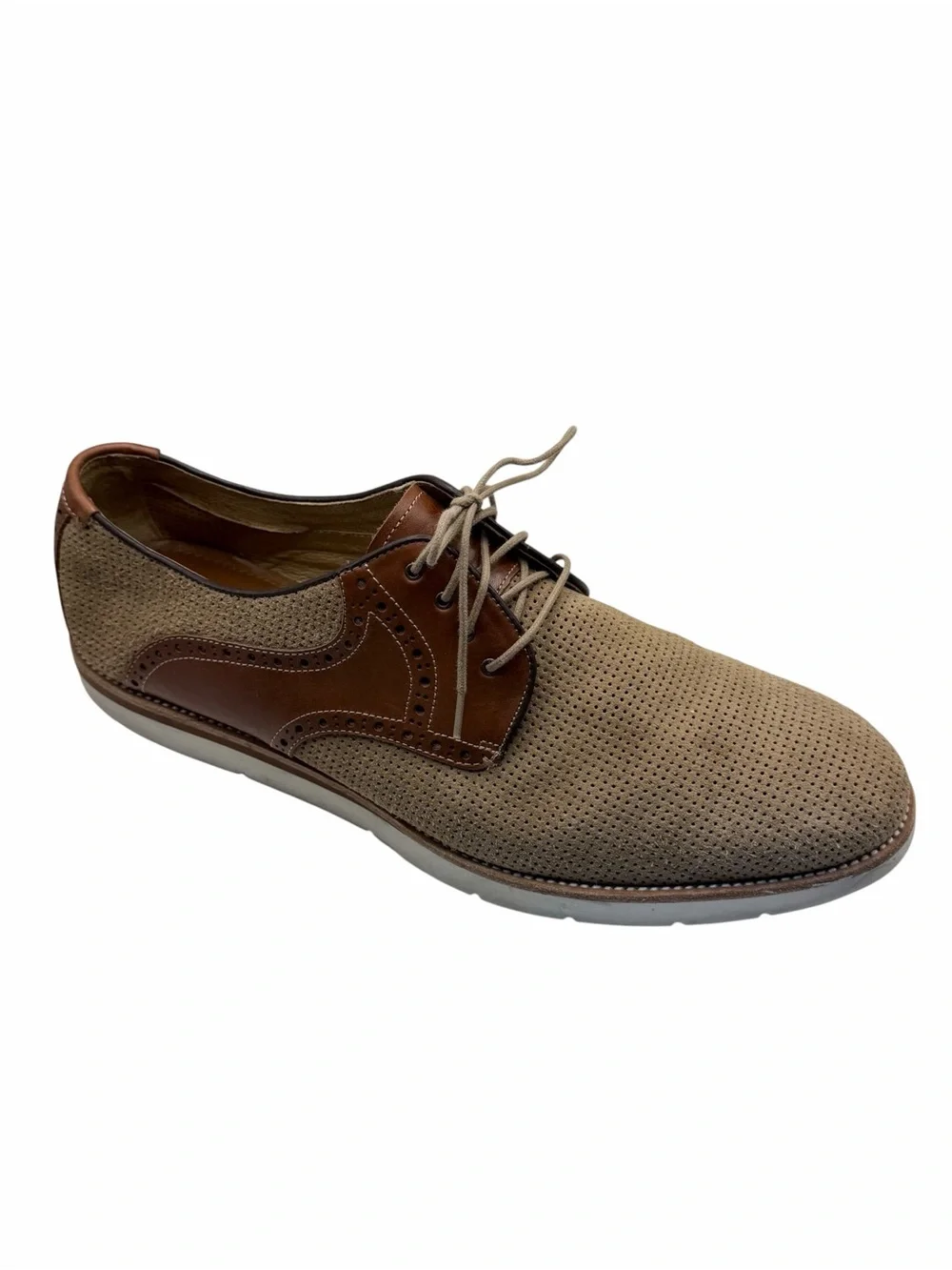 Johnston & Murphy Sheepskin Suede Wingtip Oxfords Men’s 13M Tan Brown